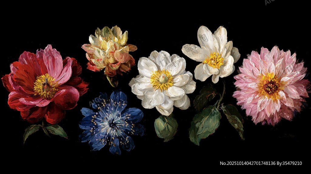 多彩花卉靜物圖