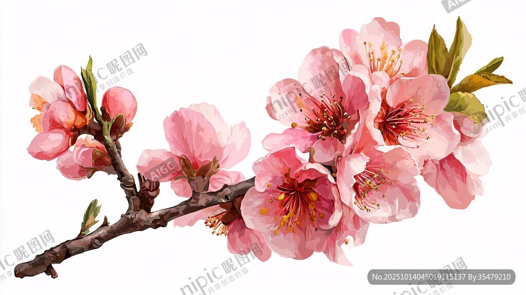 嬌艷粉色桃花枝