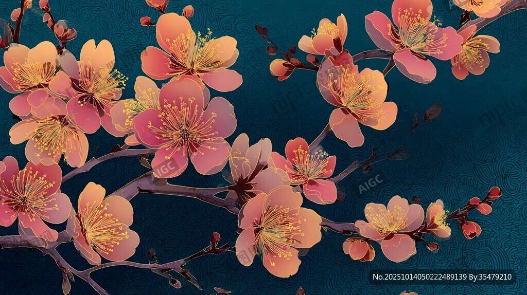粉色繁花綻放枝頭