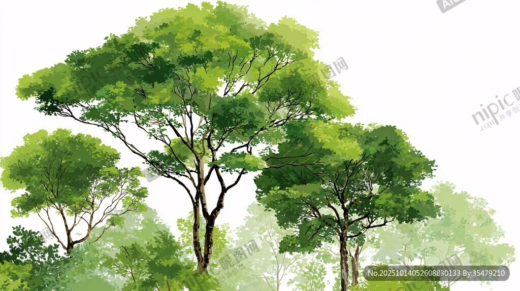 翠綠樹林 清新自然景象