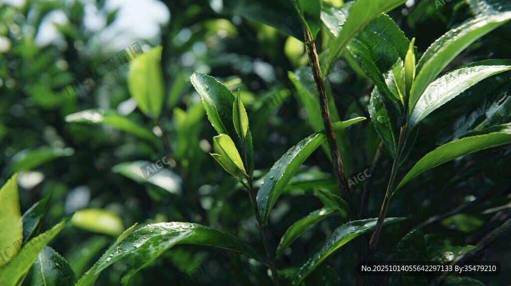 嫩綠茶葉生機勃勃的景象