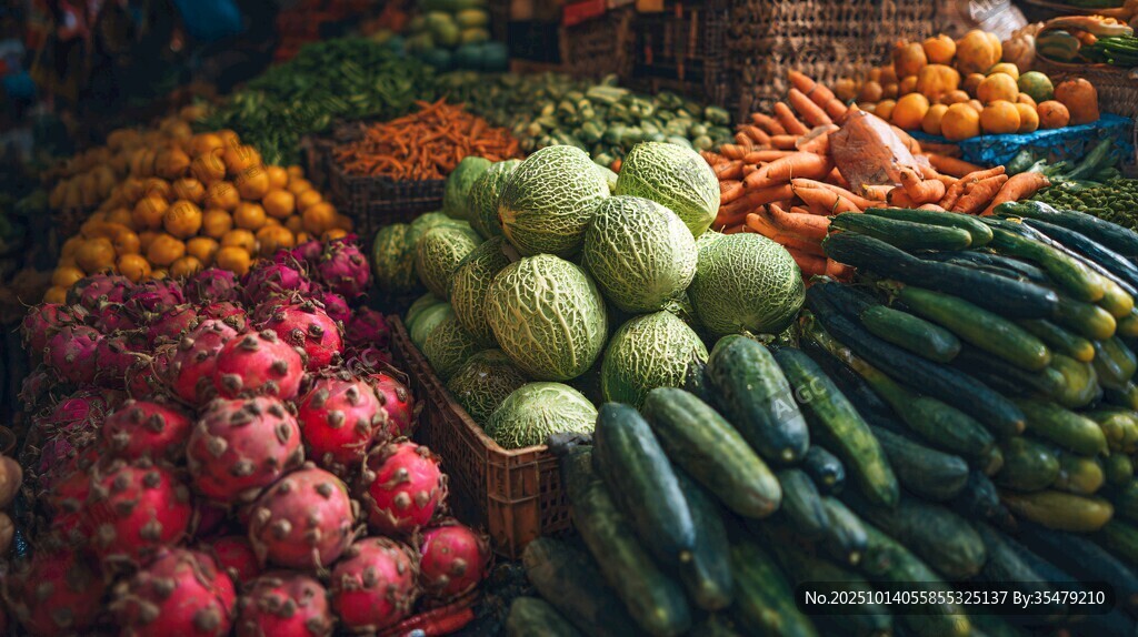 多彩果蔬擺滿攤