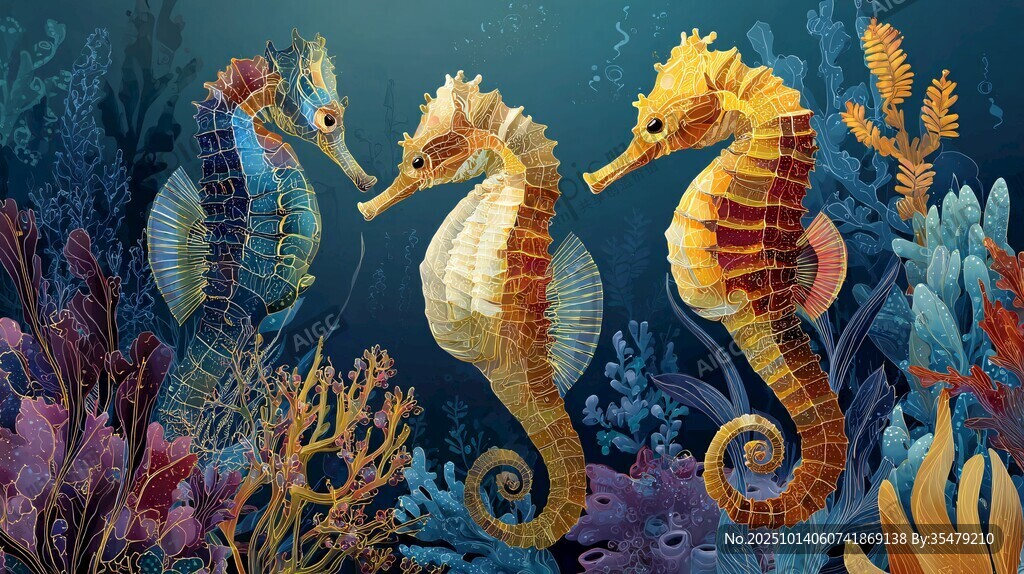 海底世界的多彩海馬