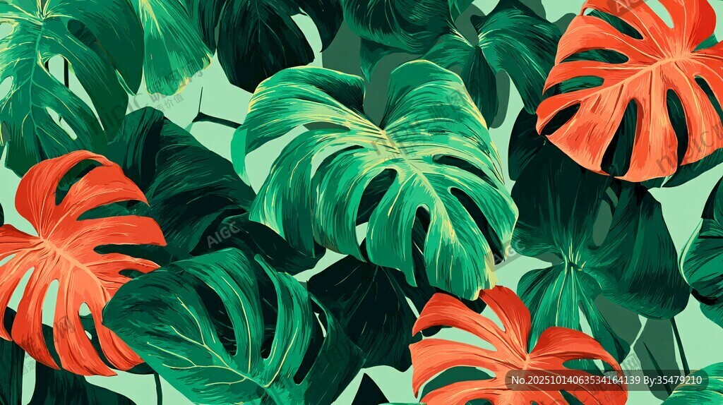 熱帶植物葉子的絢麗圖案