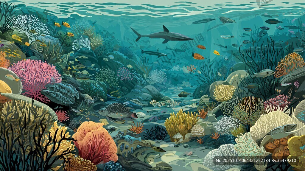 海底珊瑚與鯊魚的奇幻世界