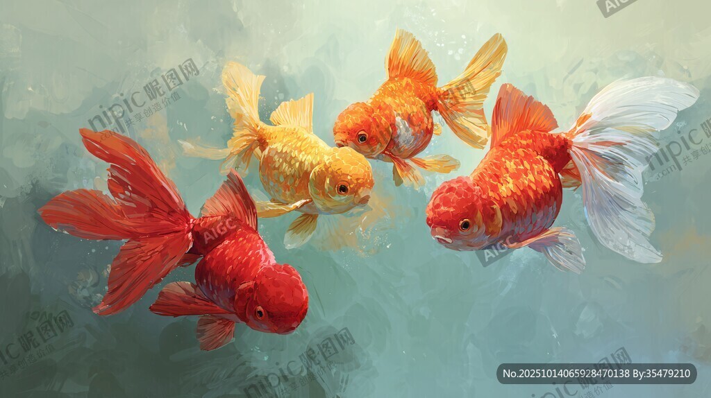 靈動金魚水中游