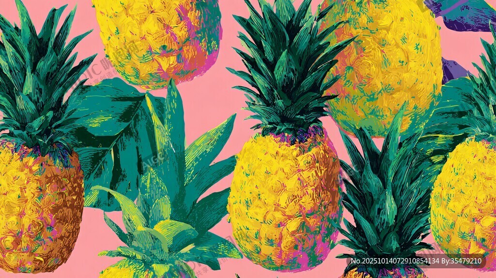 繽紛菠蘿圖案 清新視覺享受