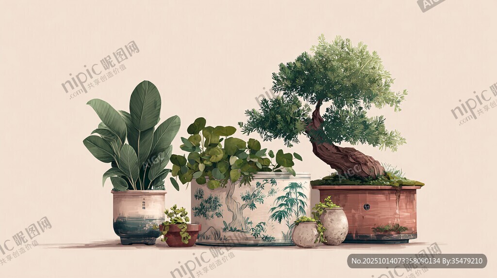 精致盆栽組合 綠意盎然