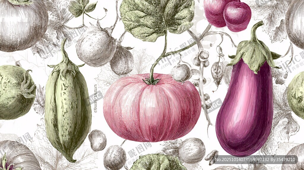 手繪多彩蔬菜圖案