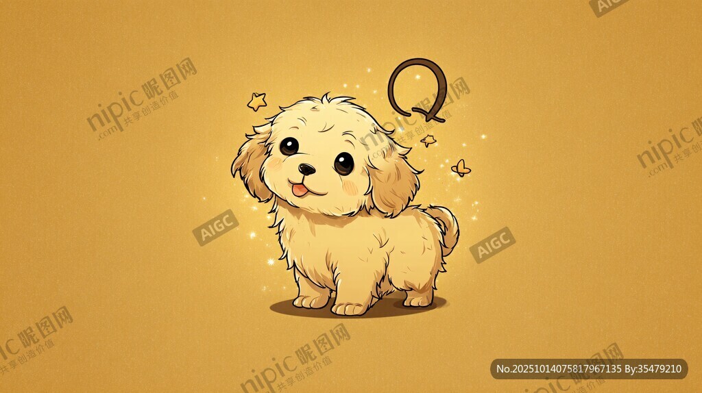 可愛Q版小狗插畫