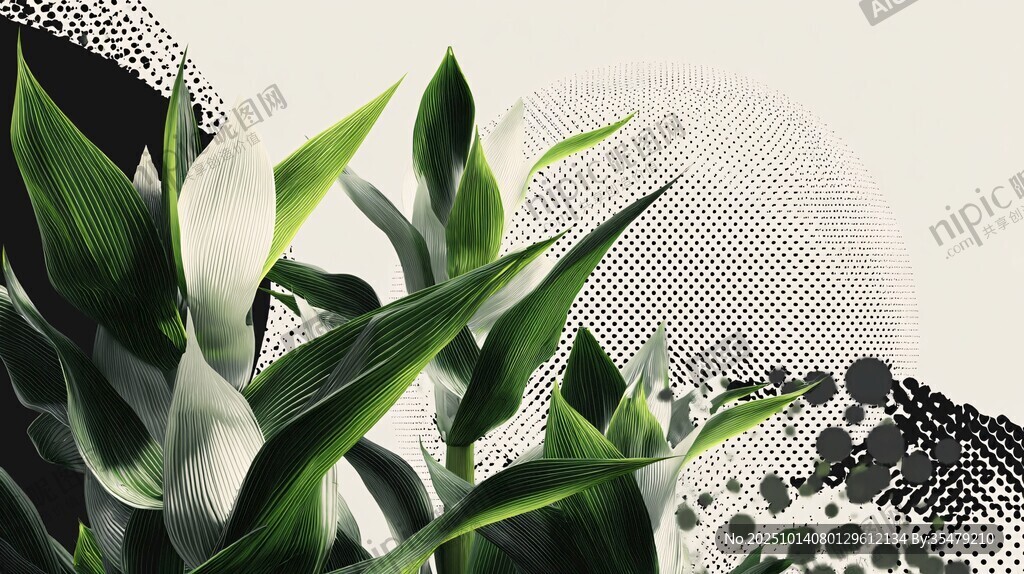 綠植與幾何圖案創(chuàng)意組合
