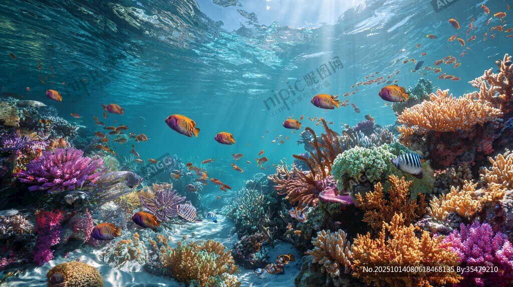 夢幻海底珊瑚與繽紛魚群