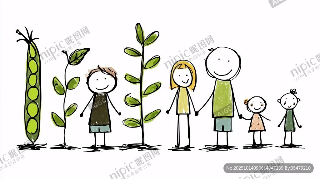 家庭與植物的溫馨成長畫面