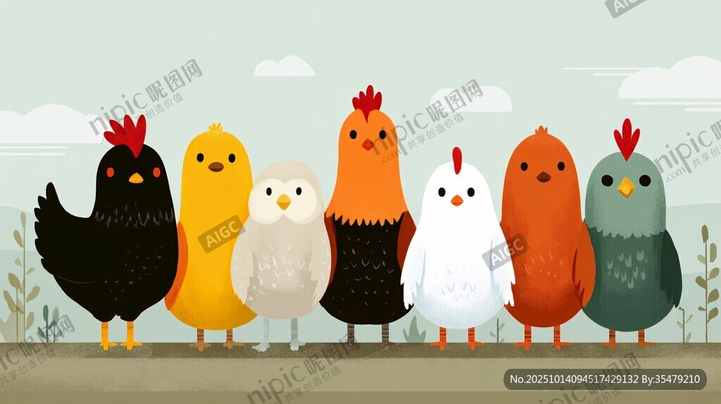 可愛多彩小雞們的聚會(huì)