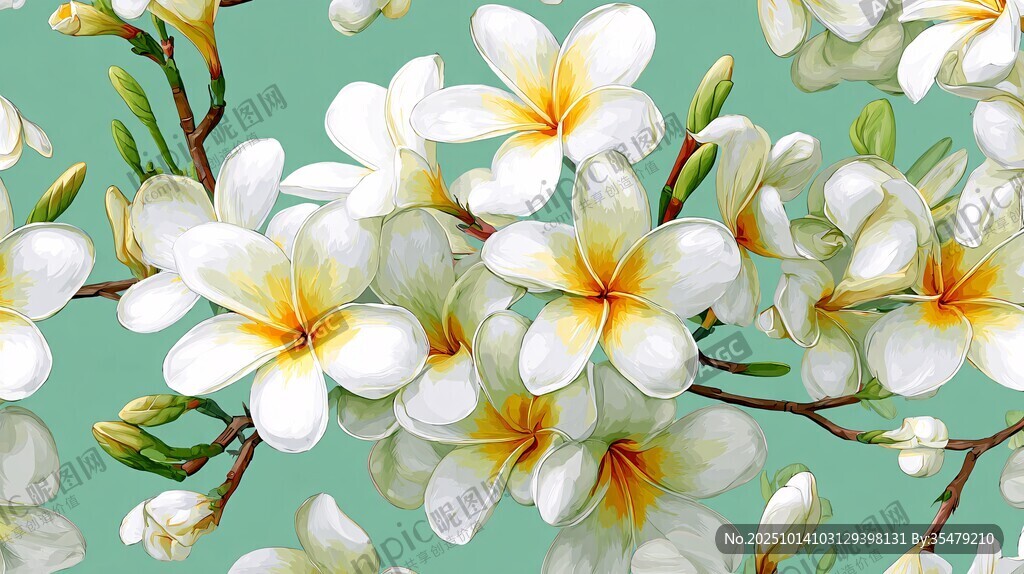 清新雞蛋花花卉圖案背景