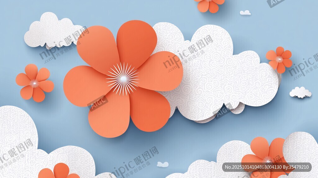 紙藝花朵云朵夢幻場景
