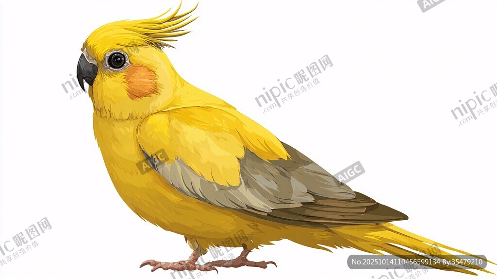 黃色鳳頭鸚鵡插畫
