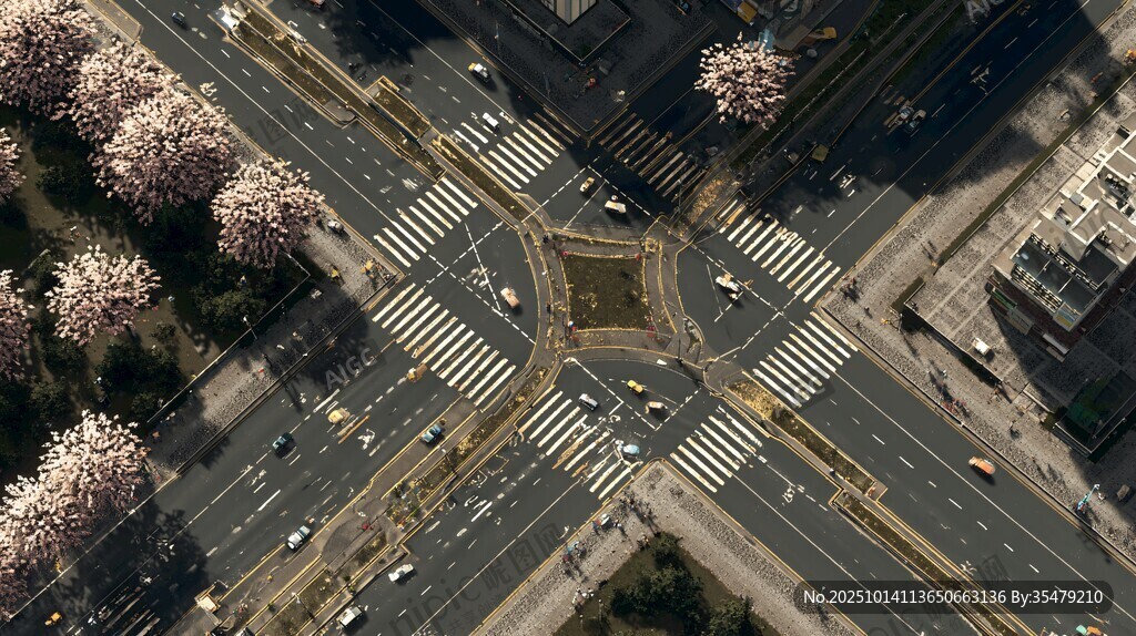 春日城市十字路口俯瞰圖