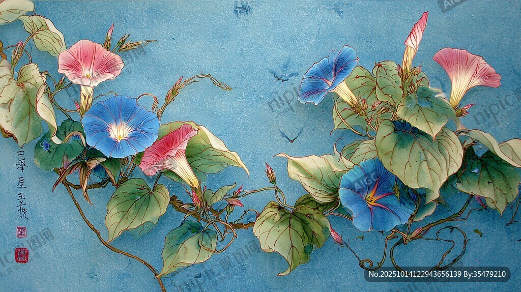 藍(lán)底牽牛圖