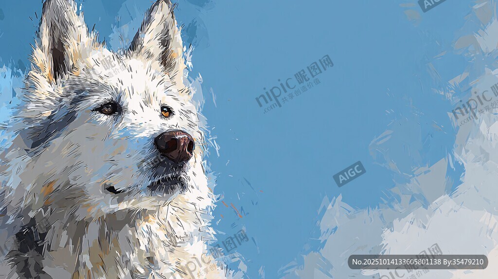 雪地狼犬 仰望藍天