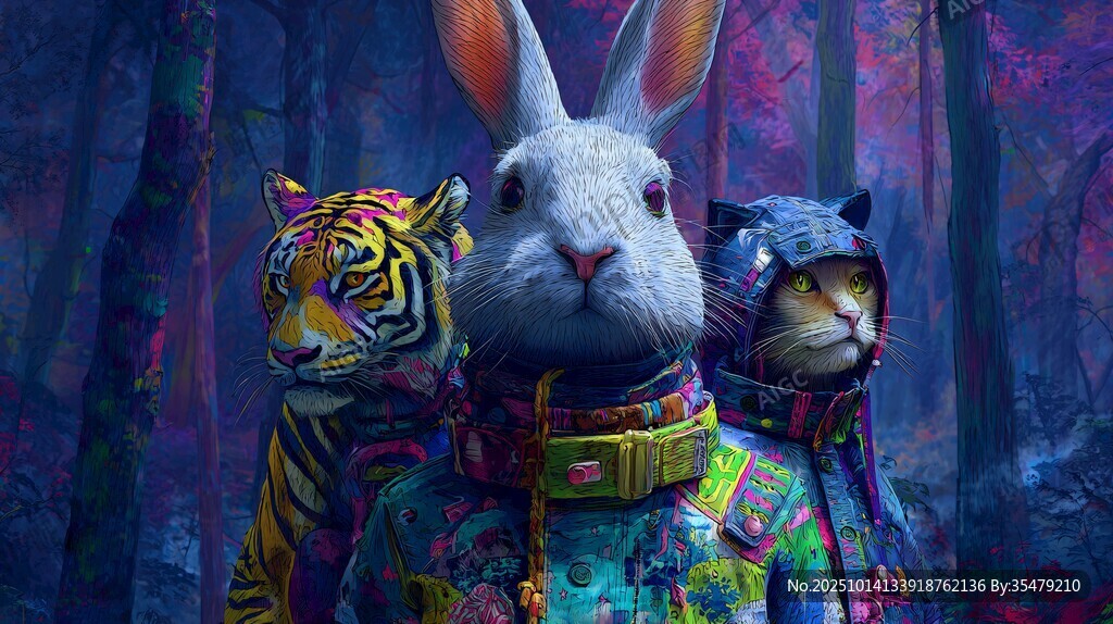 奇幻森林中的動物伙伴