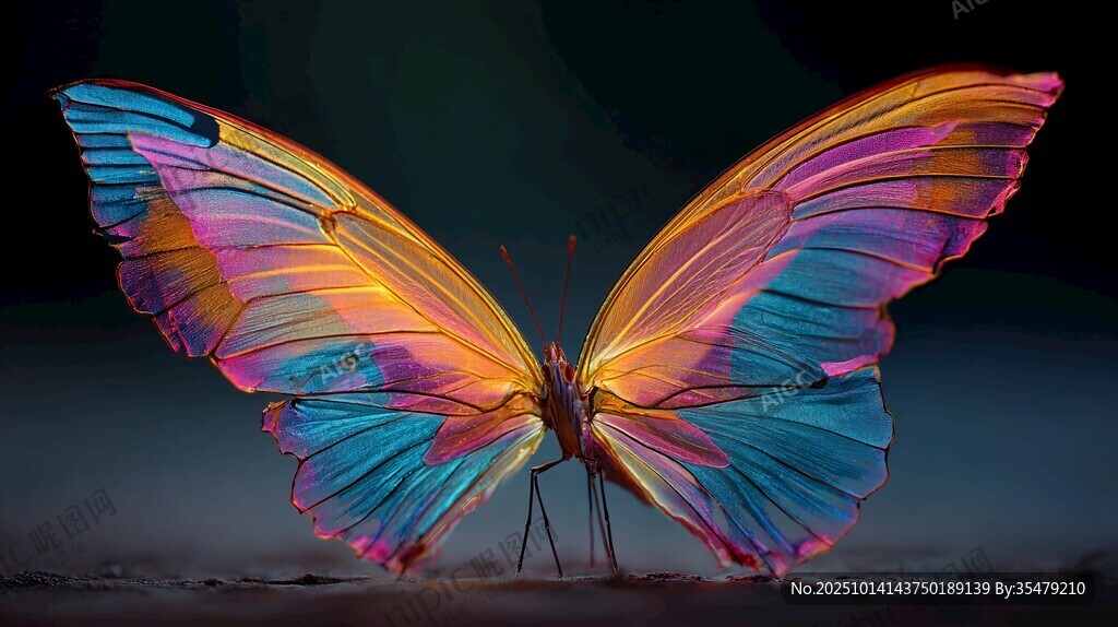夢幻炫彩蝴蝶展翅瞬間