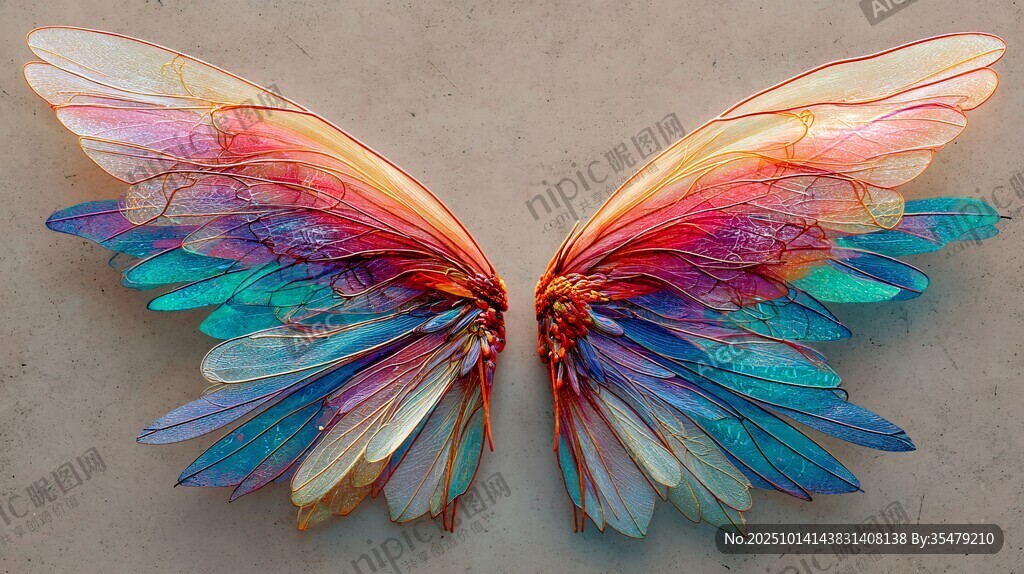 夢幻絢麗彩色天使翅膀