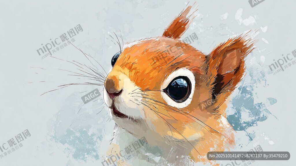 水彩風(fēng)格可愛(ài)松鼠頭像