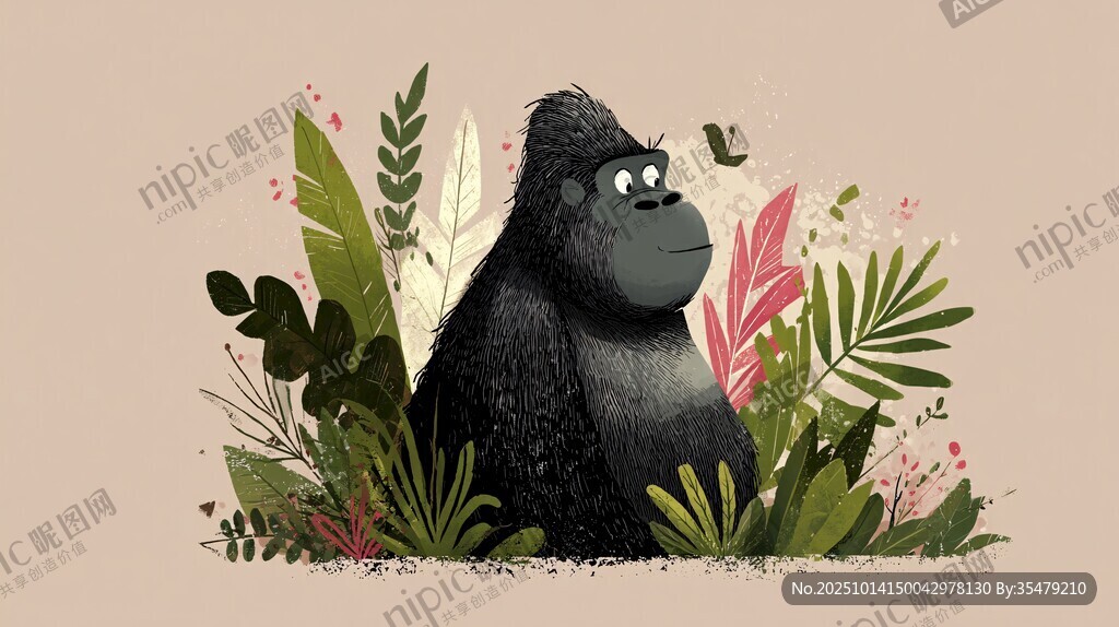 叢林中的可愛大猩猩