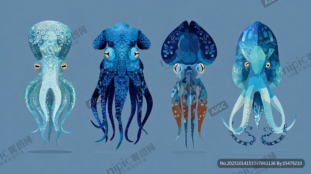 可愛多彩章魚插畫集合