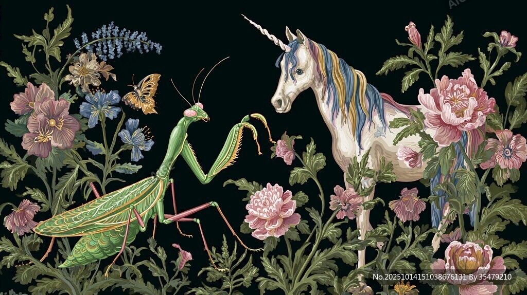 獨角獸與螳螂的奇幻花叢
