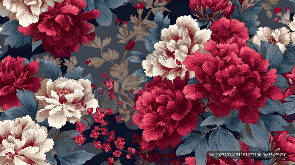 復(fù)古風(fēng)牡丹花卉圖案背景