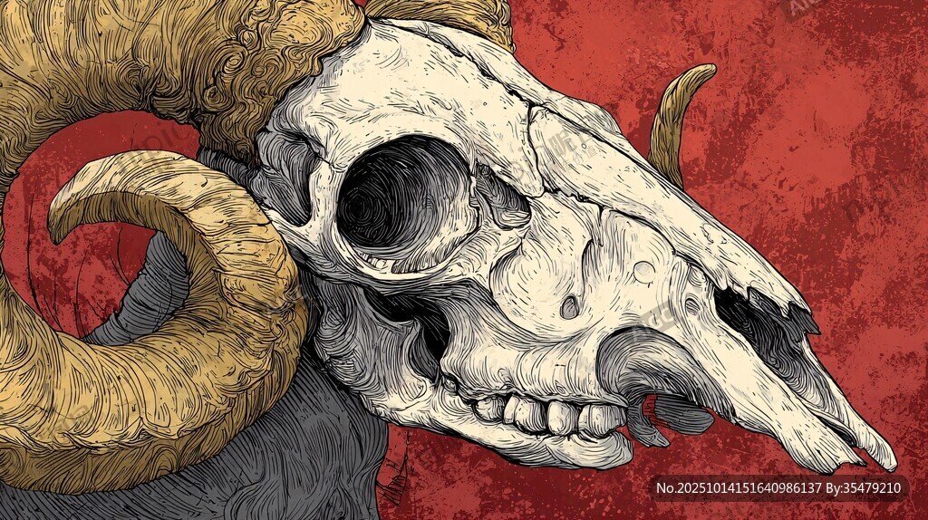公羊頭骨插畫 神秘而獨(dú)特