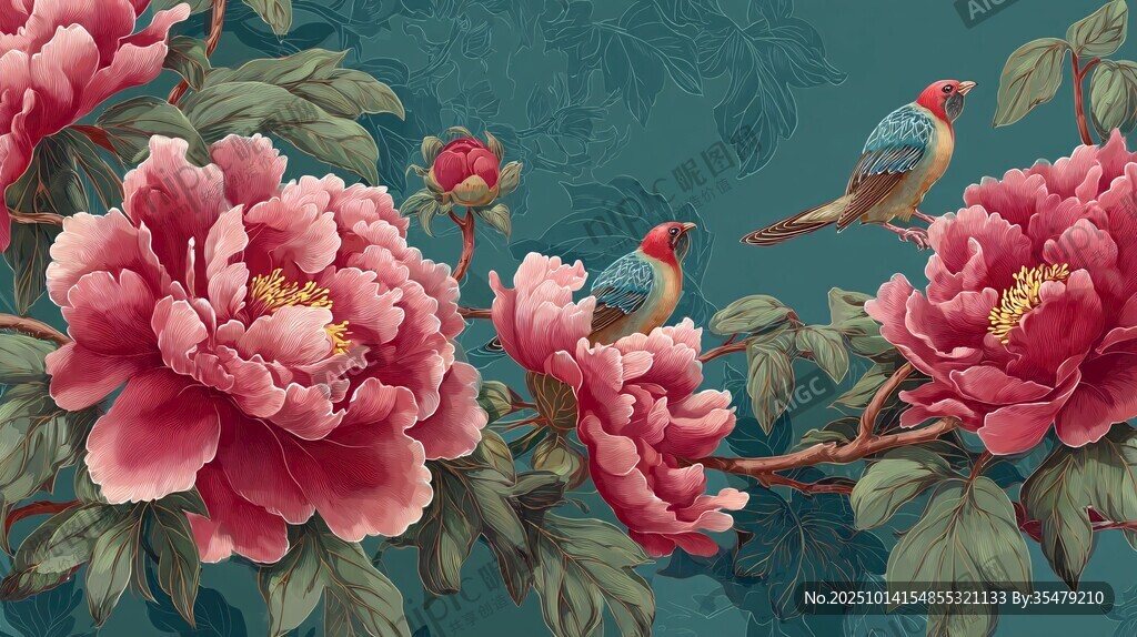 花鳥牡丹圖 雅致中式風(fēng)情