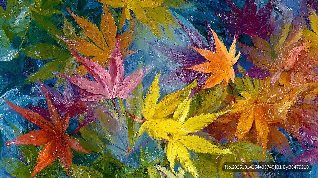 繽紛秋葉水彩畫
