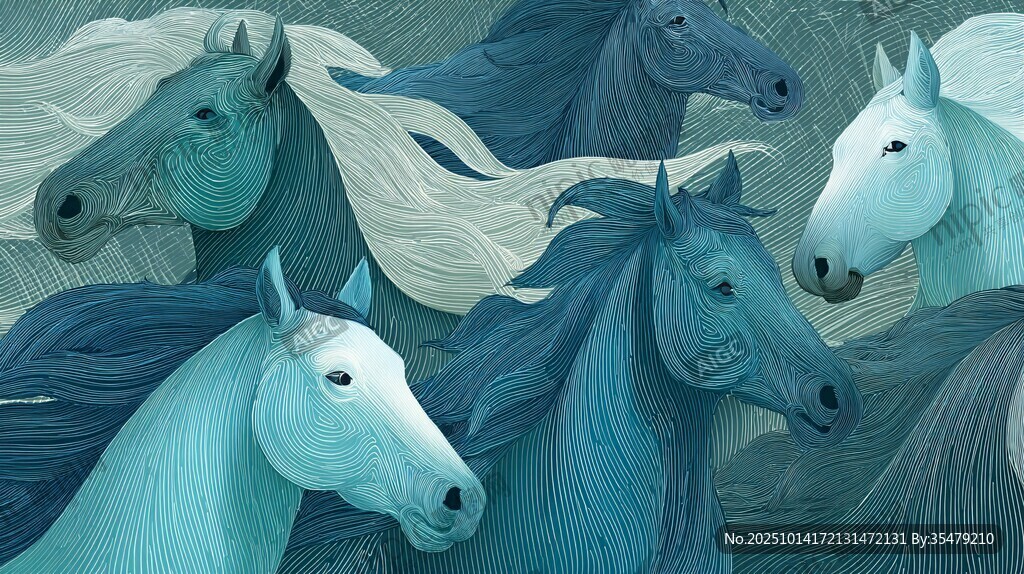 群馬奔騰的夢(mèng)幻藝術(shù)圖景