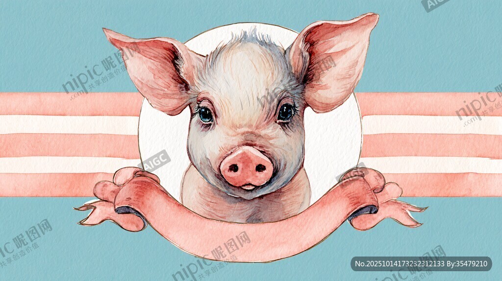 可愛小豬插畫 溫馨氛圍