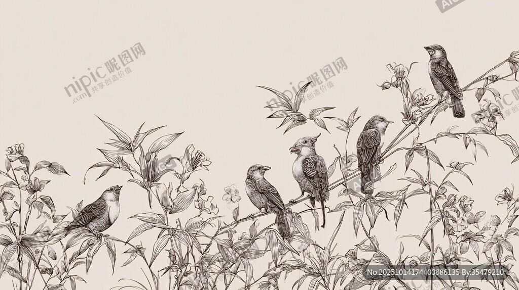 枝頭群鳥繪就自然景致