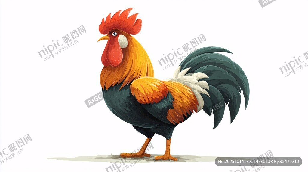 多彩公雞插畫