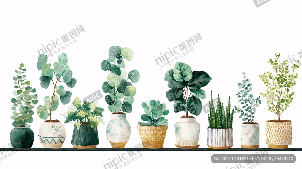 一排清新綠植裝點家居