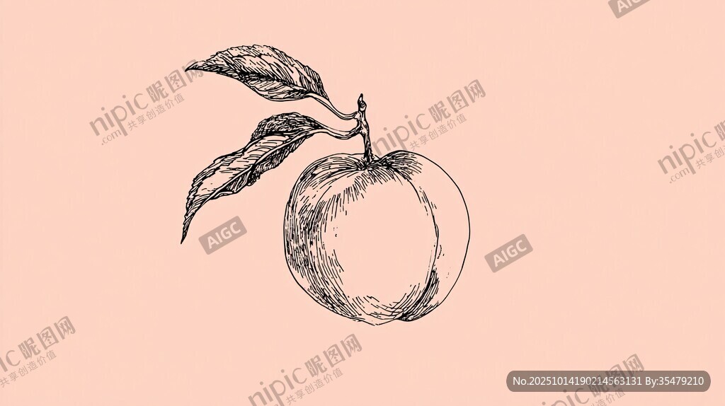 手繪桃子插畫 清新簡(jiǎn)約風(fēng)