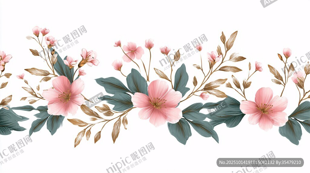 粉色花卉藤蔓裝飾圖案