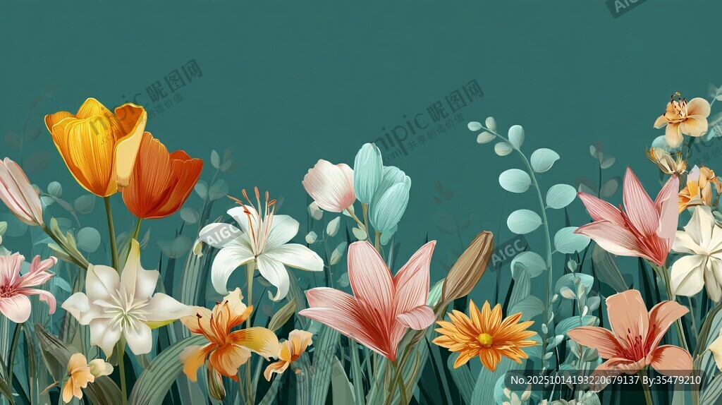 春日爛漫花卉插畫(huà)背景