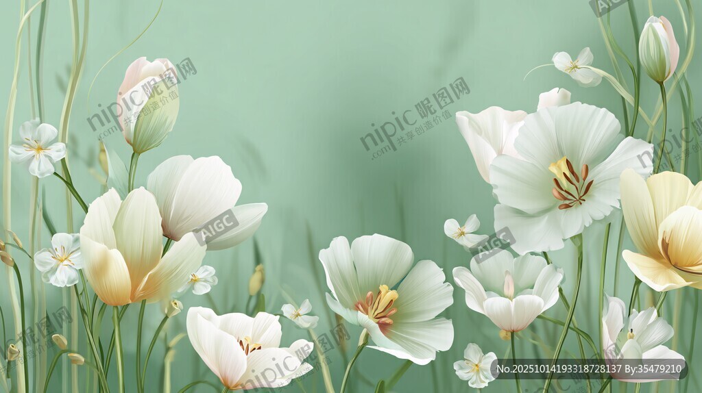 春日清新花卉綻放美景