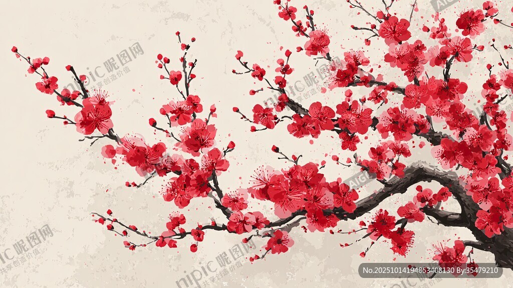 紅梅綻放圖