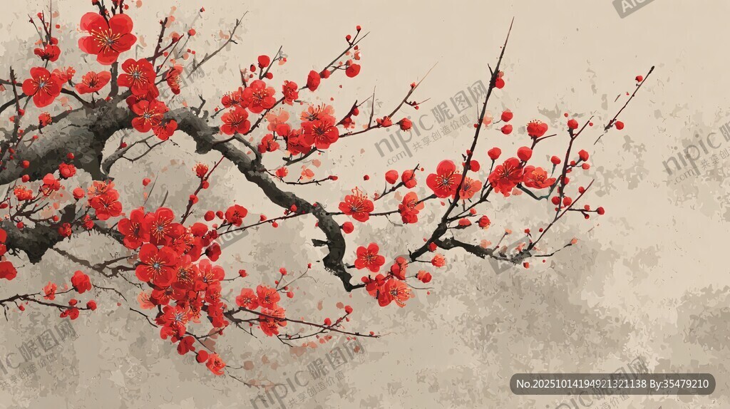 紅梅傲雪圖
