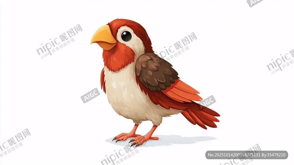 可愛(ài)卡通紅羽小鳥(niǎo)形象