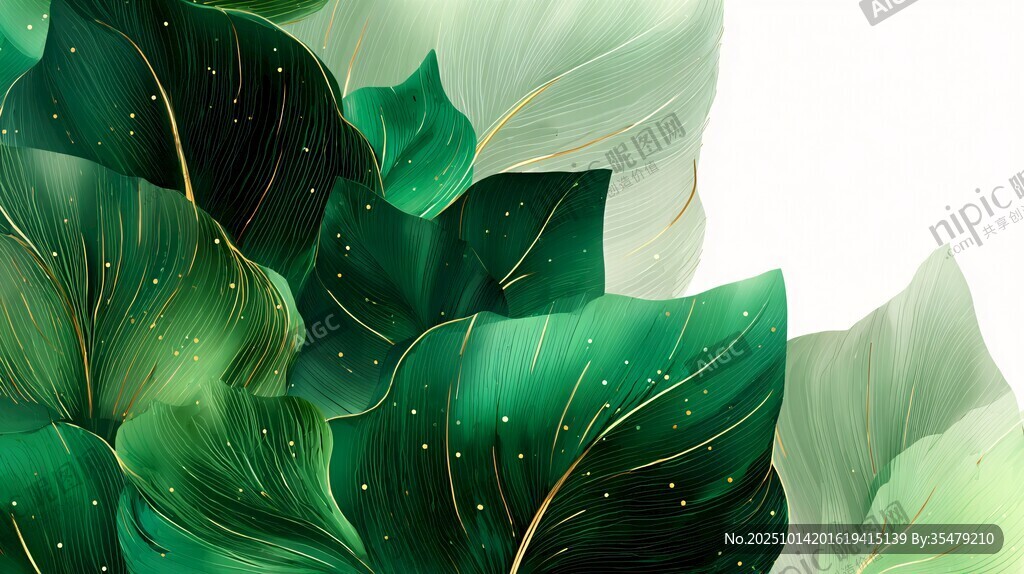 清新綠葉插畫