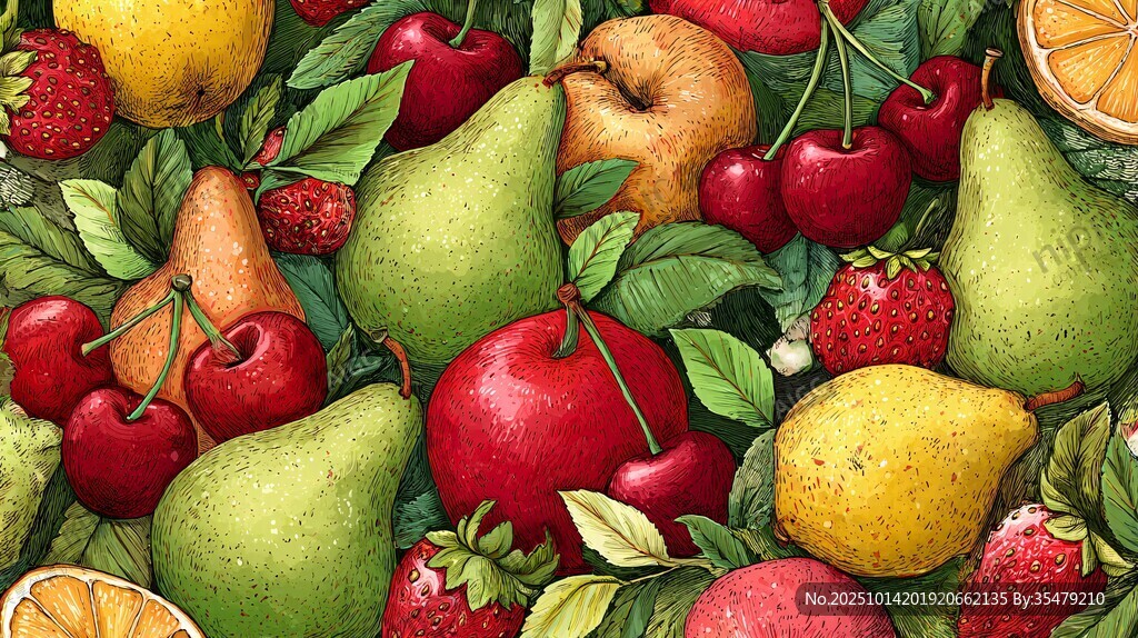 繽紛水果插畫 滿滿自然氣息