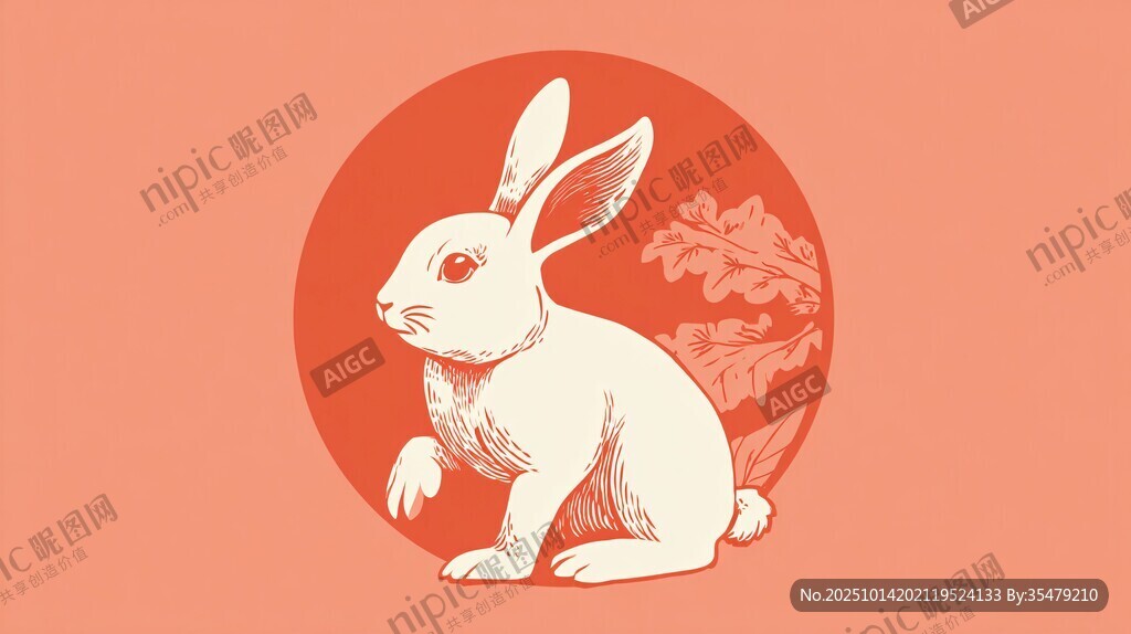 中式風(fēng)白兔插畫(huà)